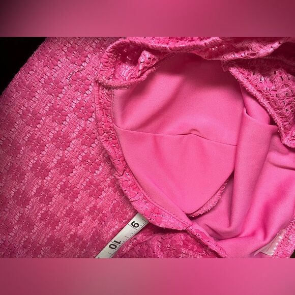 No Boundaries Pink Mid Length Floral Lace Pink Fuchsia Dress Sz M (5-7) - Picture 5 of 5